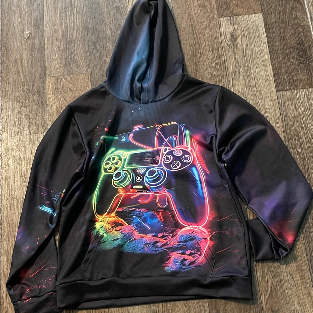 Gaming Hoodie with Neon Controller Design